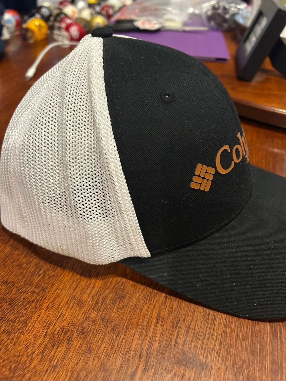 Columbia PFG Black Texas Longhorns Black Burnt Orange Mesh Trucker Hat O/S